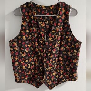 Womens Vest With Allover Leaf Print, Size L